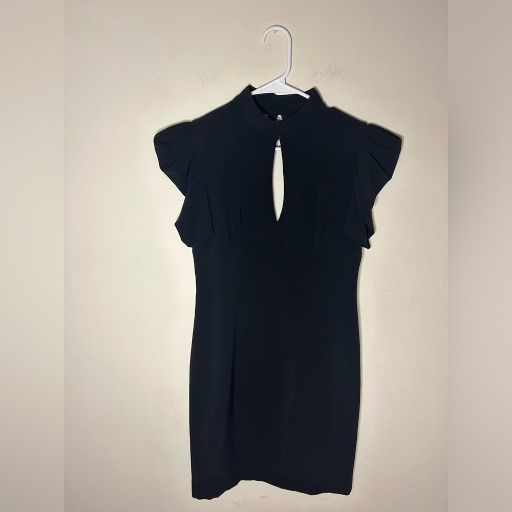 Bebe Black Ruffled Backless Mini Dress